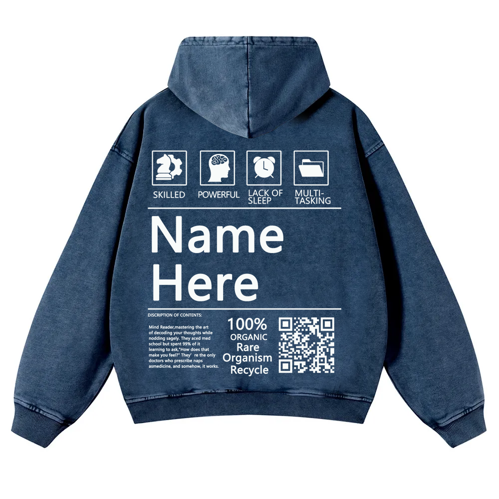 QR Code Customized Unisex Fit Washed Hoodie
