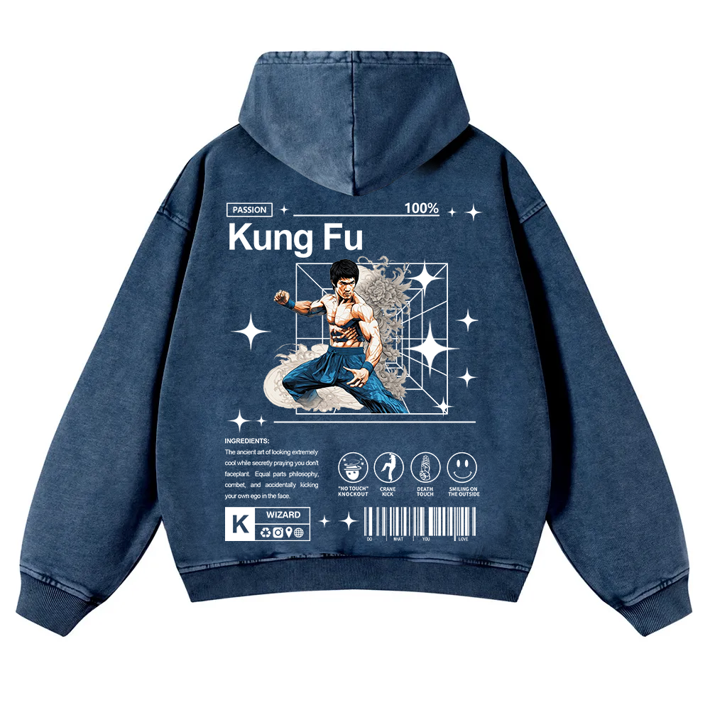 Kung Fu Washed Hoodie wearishow