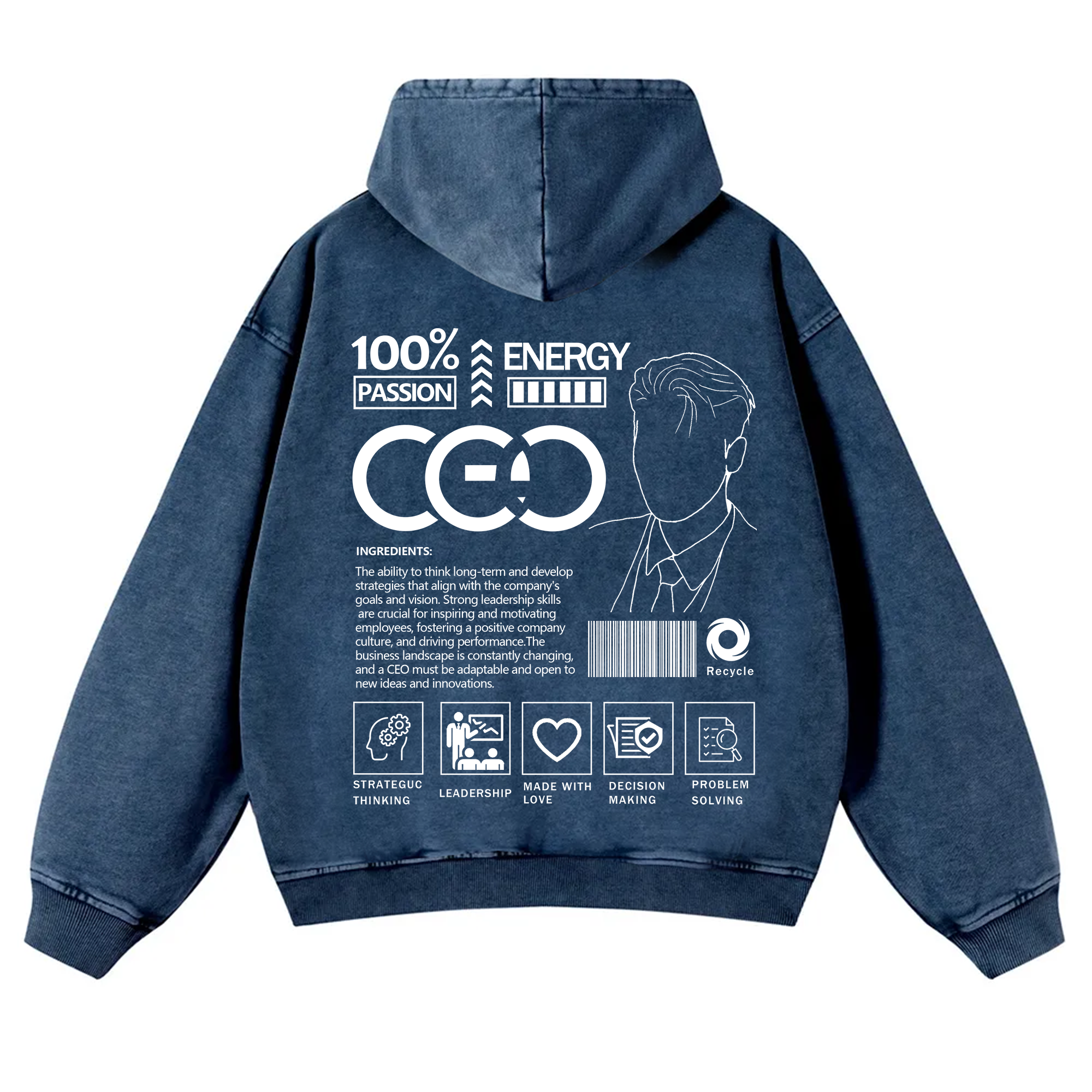 CEO  Unisex Fit Vintage Washed Hoodie