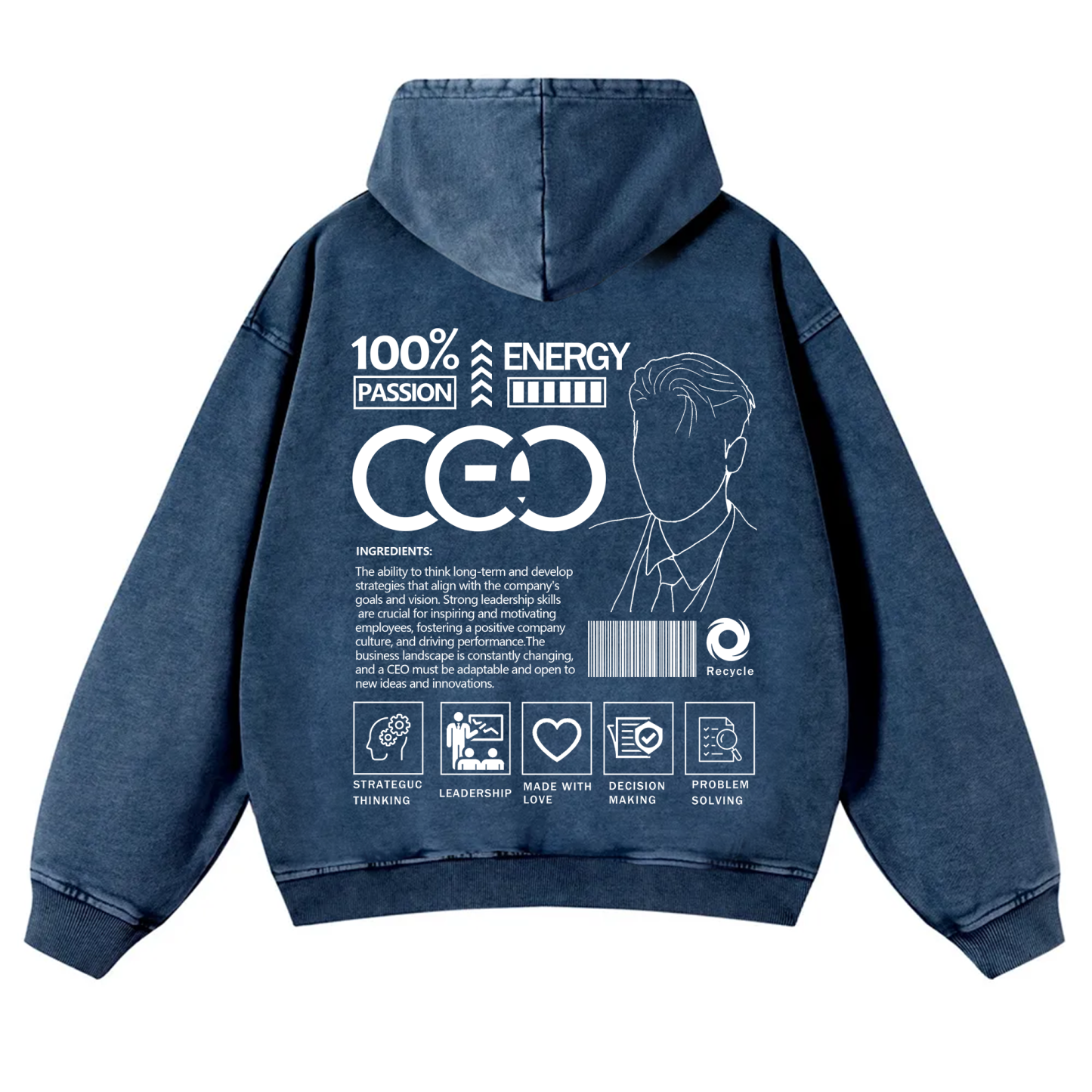 CEO  Unisex Fit Vintage Washed Hoodie