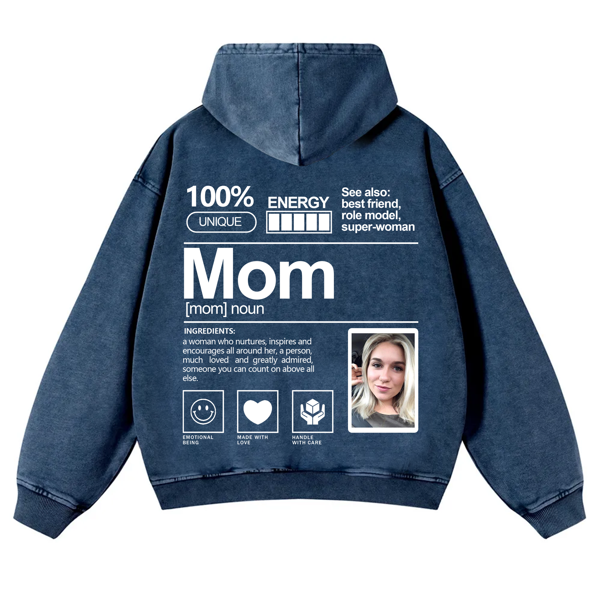 Addcustom Photo family Vintage Washed Hoodie