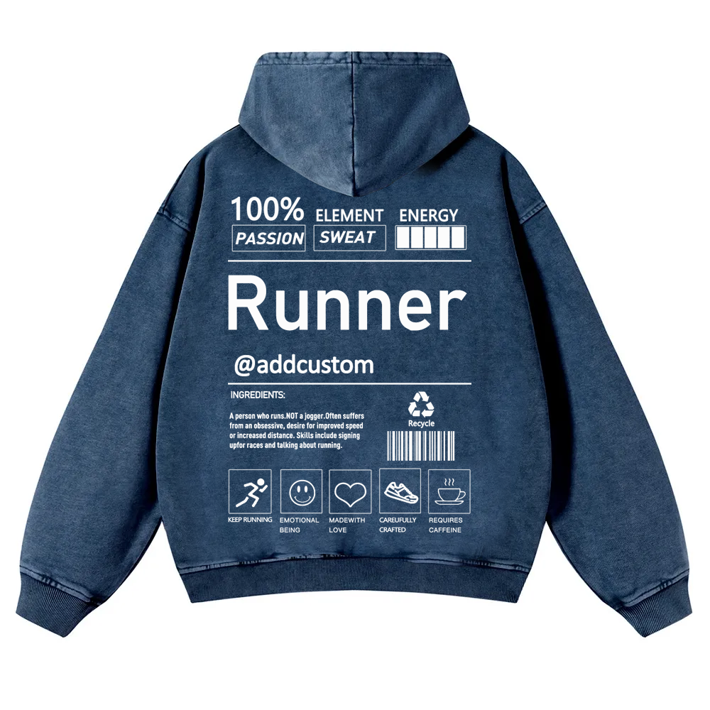 Addcustom Runner Casual Washed Hoodie
