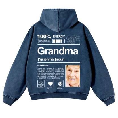 Addcustom Photo Grandma Vintage Washed Hoodie