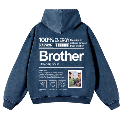 Addcustom Photo Brother Vintage Washed Hoodie