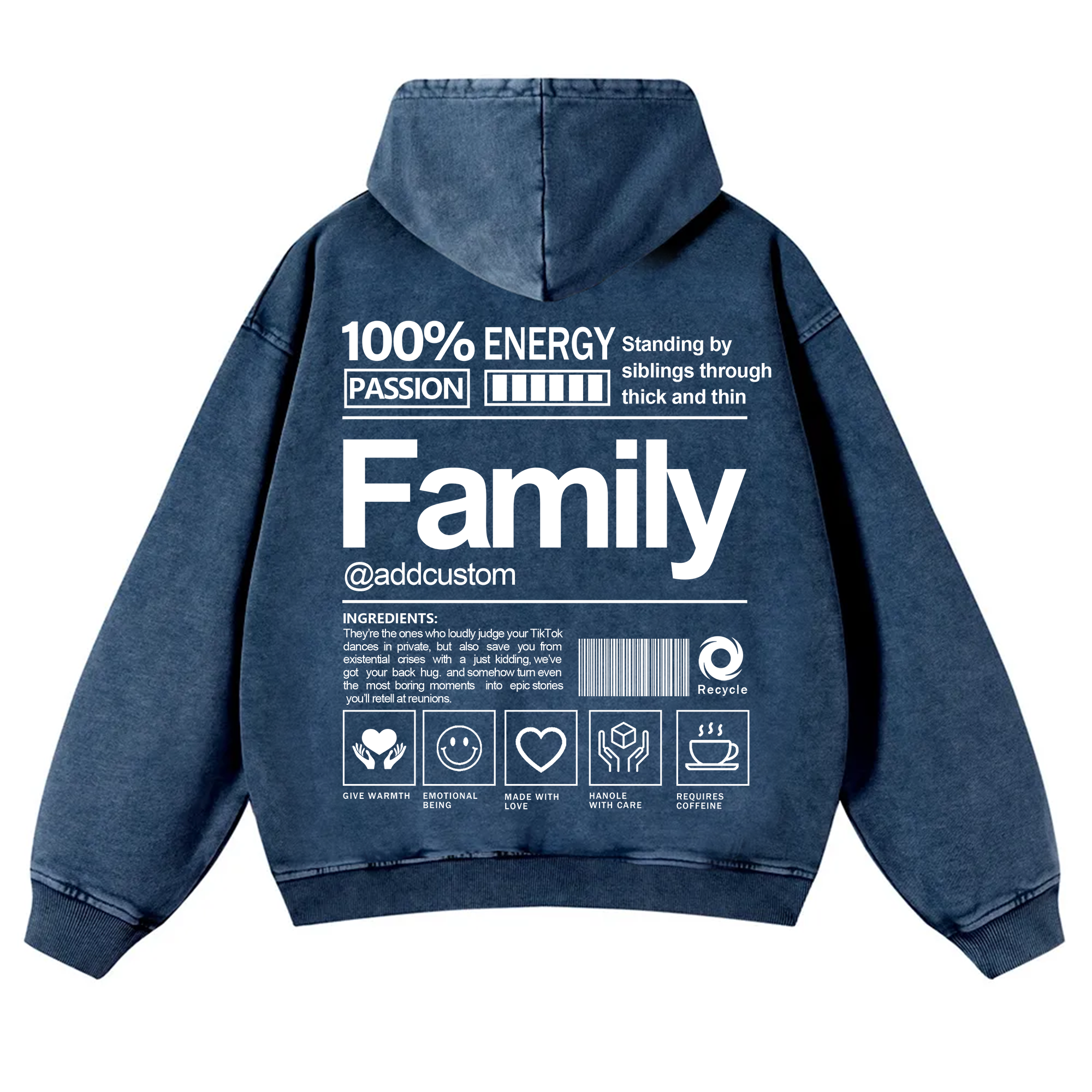 Family Addcustom  Vintage Washed Hoodie