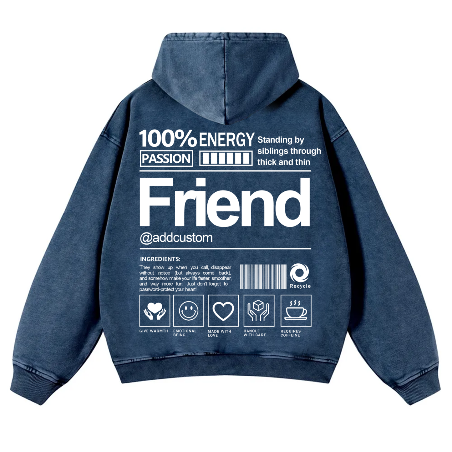 Friend Addcustom  Vintage Washed Hoodie