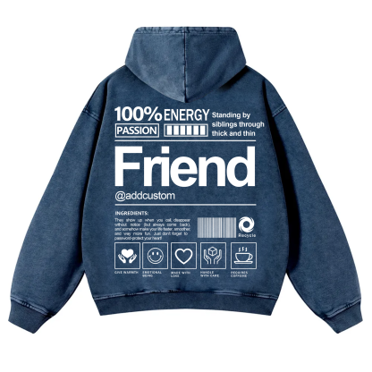 Friend Addcustom  Vintage Washed Hoodie