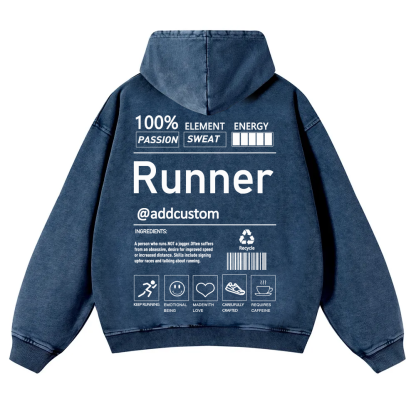 Addcustom Runner Casual Washed Hoodie