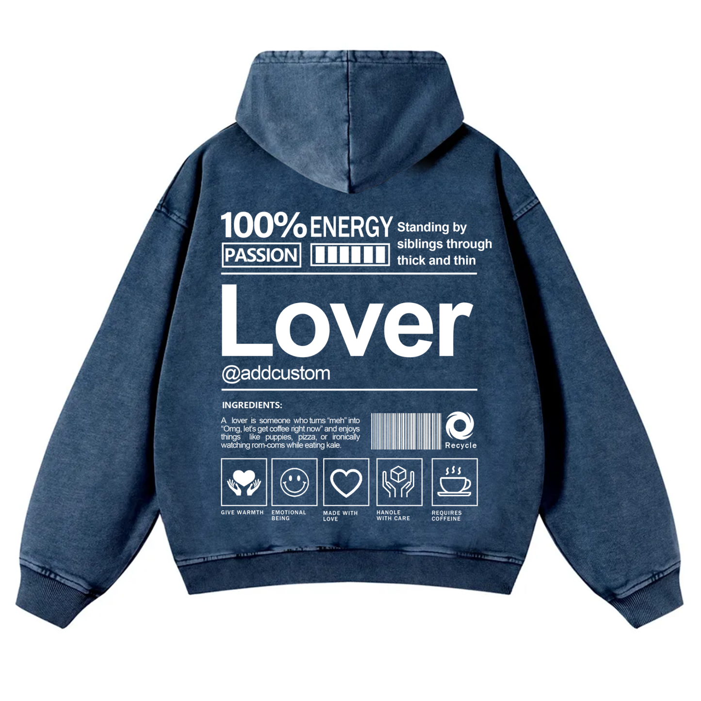 Lover Addcustom  Vintage Washed Hoodie