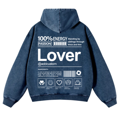 Lover Addcustom  Vintage Washed Hoodie