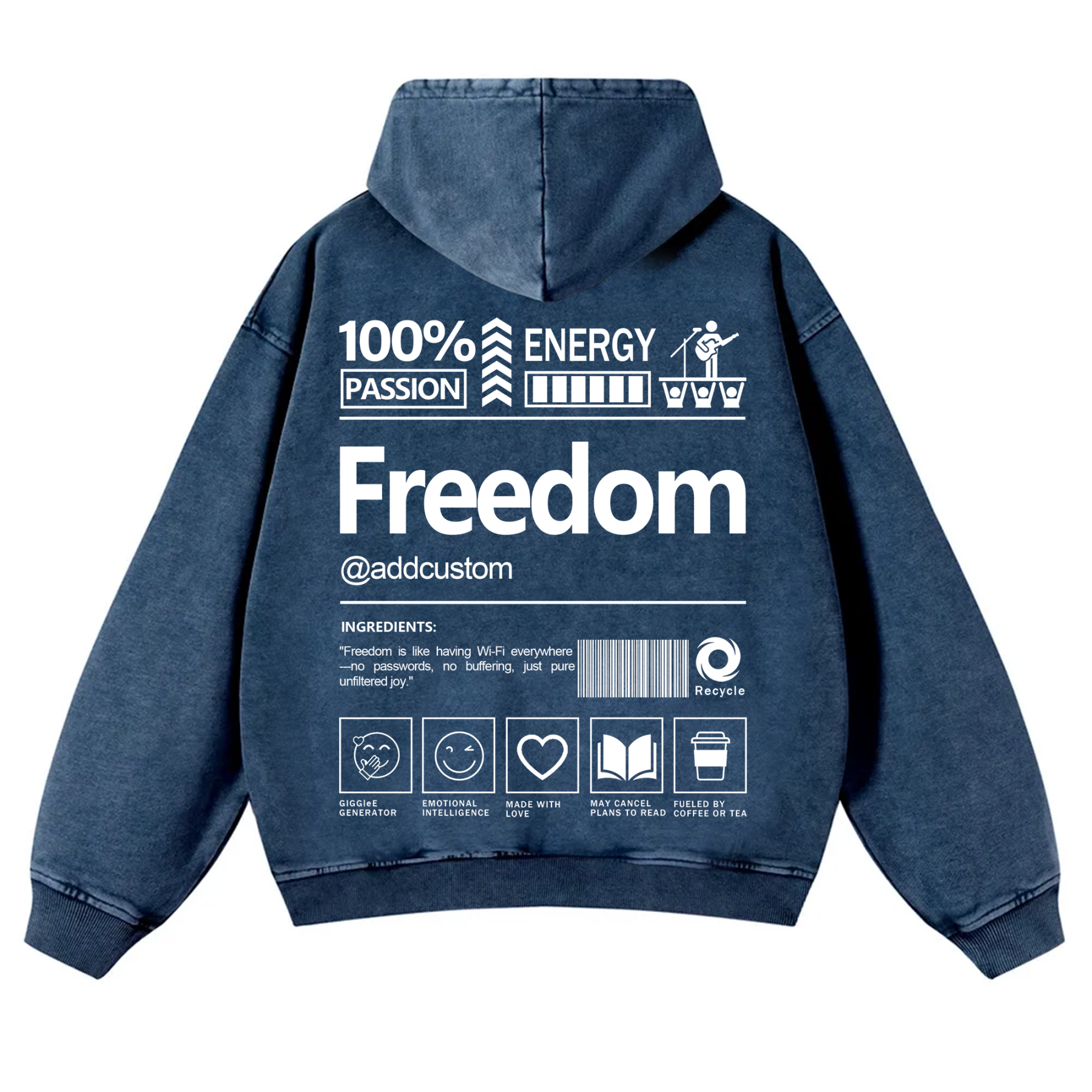 Freedom Addcustom  Vintage Washed Hoodie