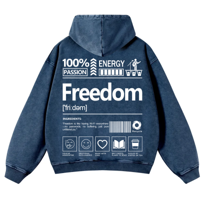 Freedom Unisex Fit Vintage Washed Hoodie