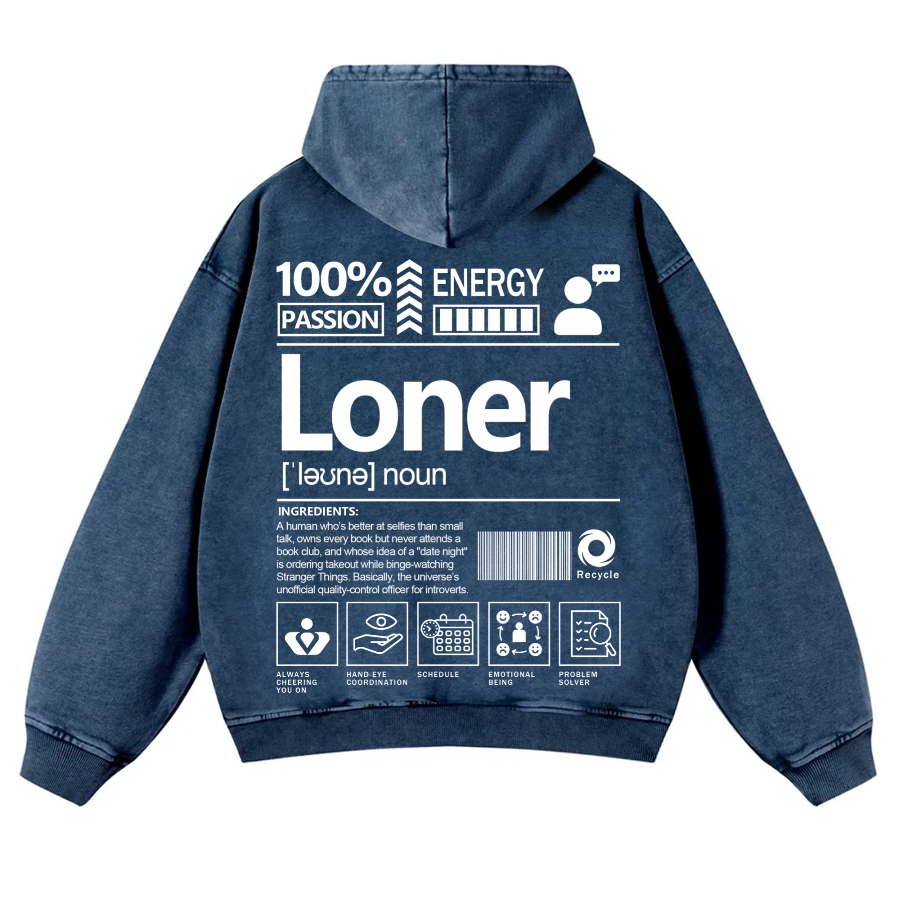 Loner Unisex Fit Vintage Washed Hoodie