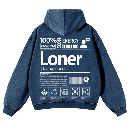 Loner Unisex Fit Vintage Washed Hoodie