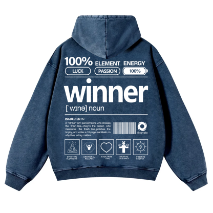 Winner Unisex Fit Vintage Washed Hoodie