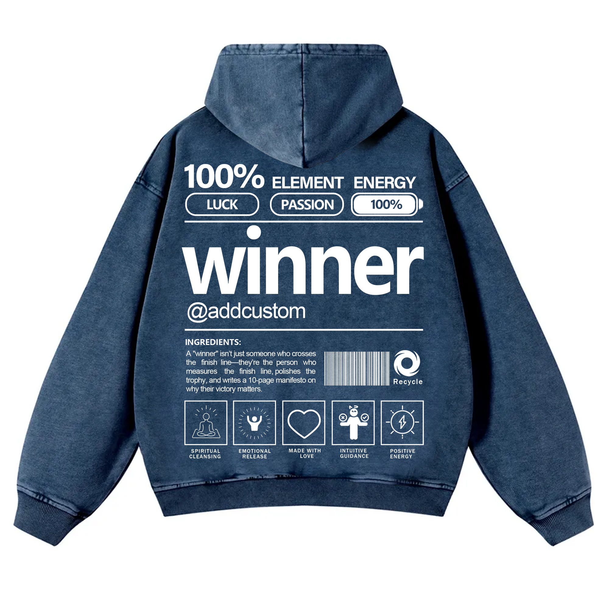Winner Addcustom Unisex Fit Vintage Washed Hoodie