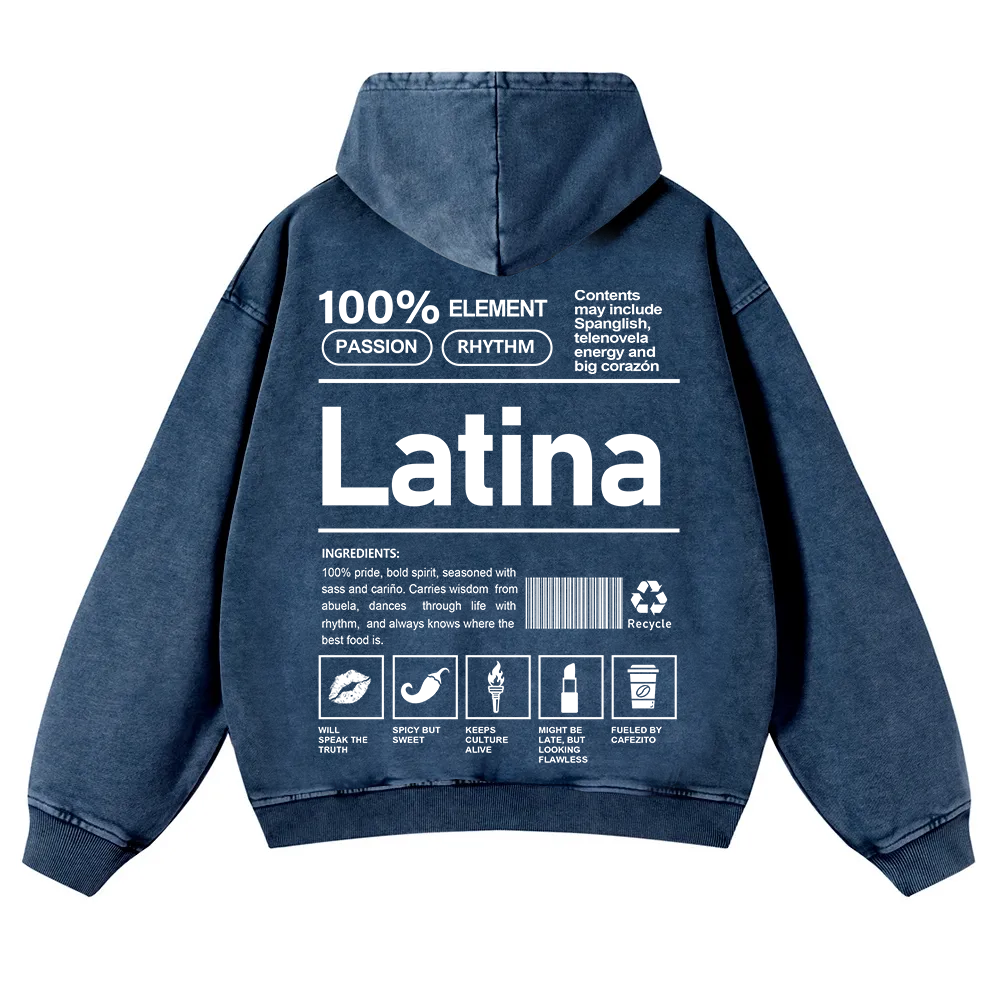 Latina Unisex Fit  Washed Hoodie wearishow