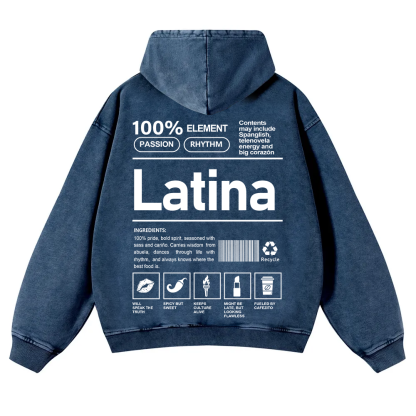 Latina Unisex Fit  Washed Hoodie wearishow