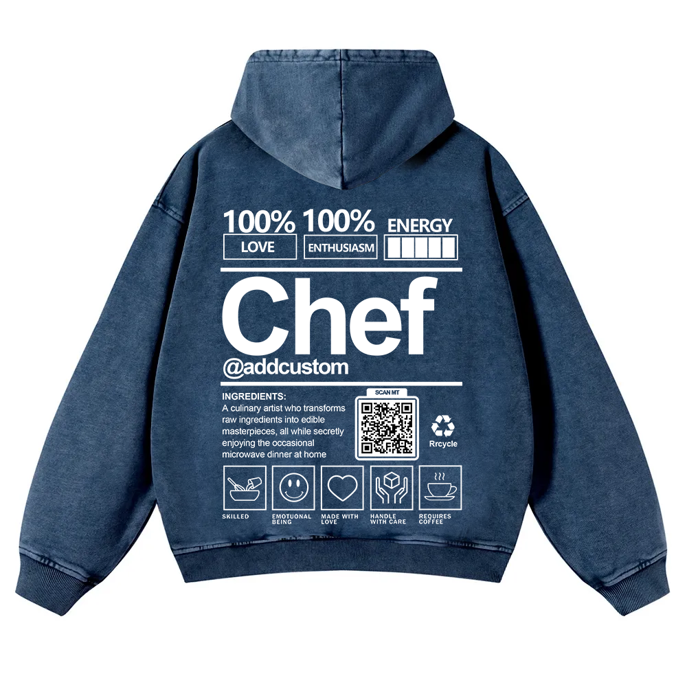 Chef Addcustom QR Code Unisex Fit Vintage Washed Hoodie