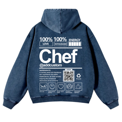 Chef Addcustom QR Code Unisex Fit Vintage Washed Hoodie