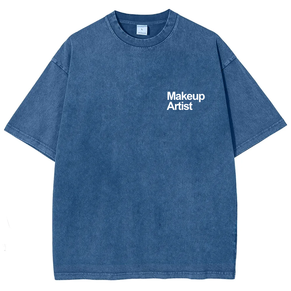 Wearishow Makeup Artist Addcustom QR Code Unisex Fit Washed T-Shirt