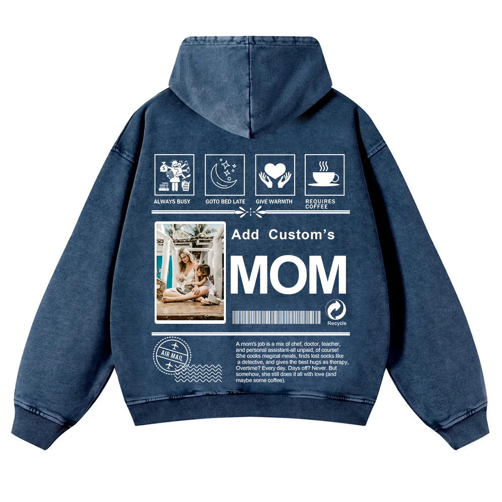 MOM Custom Casual Washed Hoodie wearishow