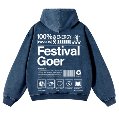 Festival Goer Casual Washed Hoodie wearishow