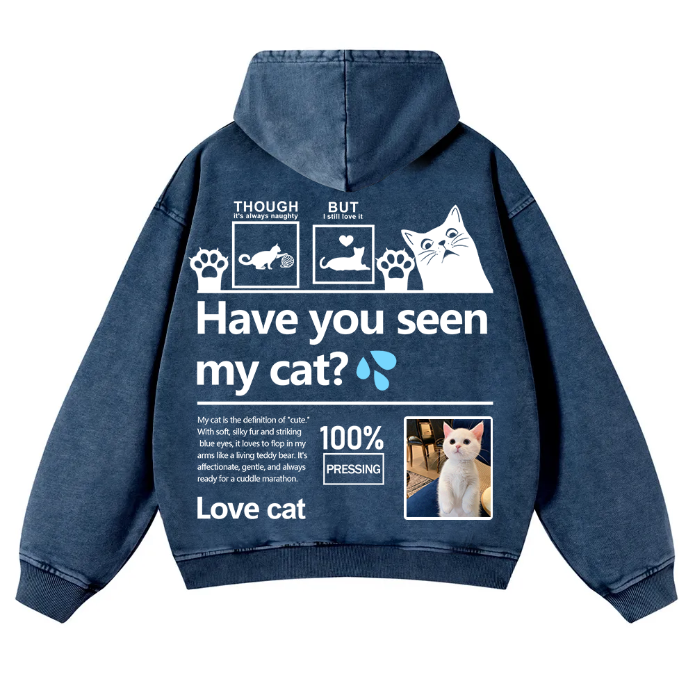 Cat Trick Customized Unisex Casual Washed Hoodie wearishow