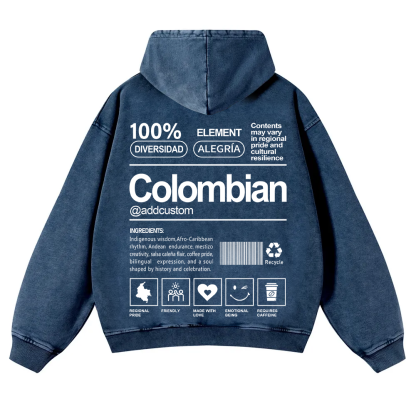 Colombian Addcustom Unisex Fit  Washed Hoodie wearishow