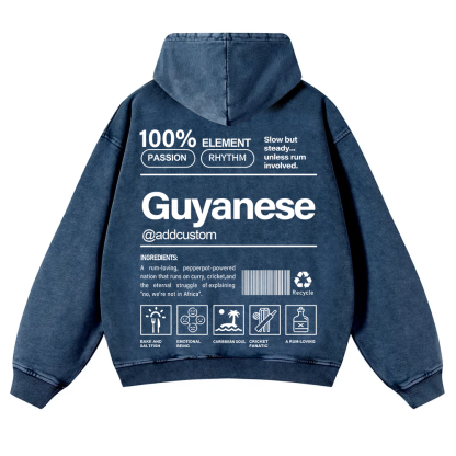 Guyanese Addcustom Unisex Fit  Washed Hoodie wearishow