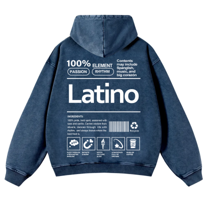 Latino Unisex Fit  Washed Hoodie wearishow