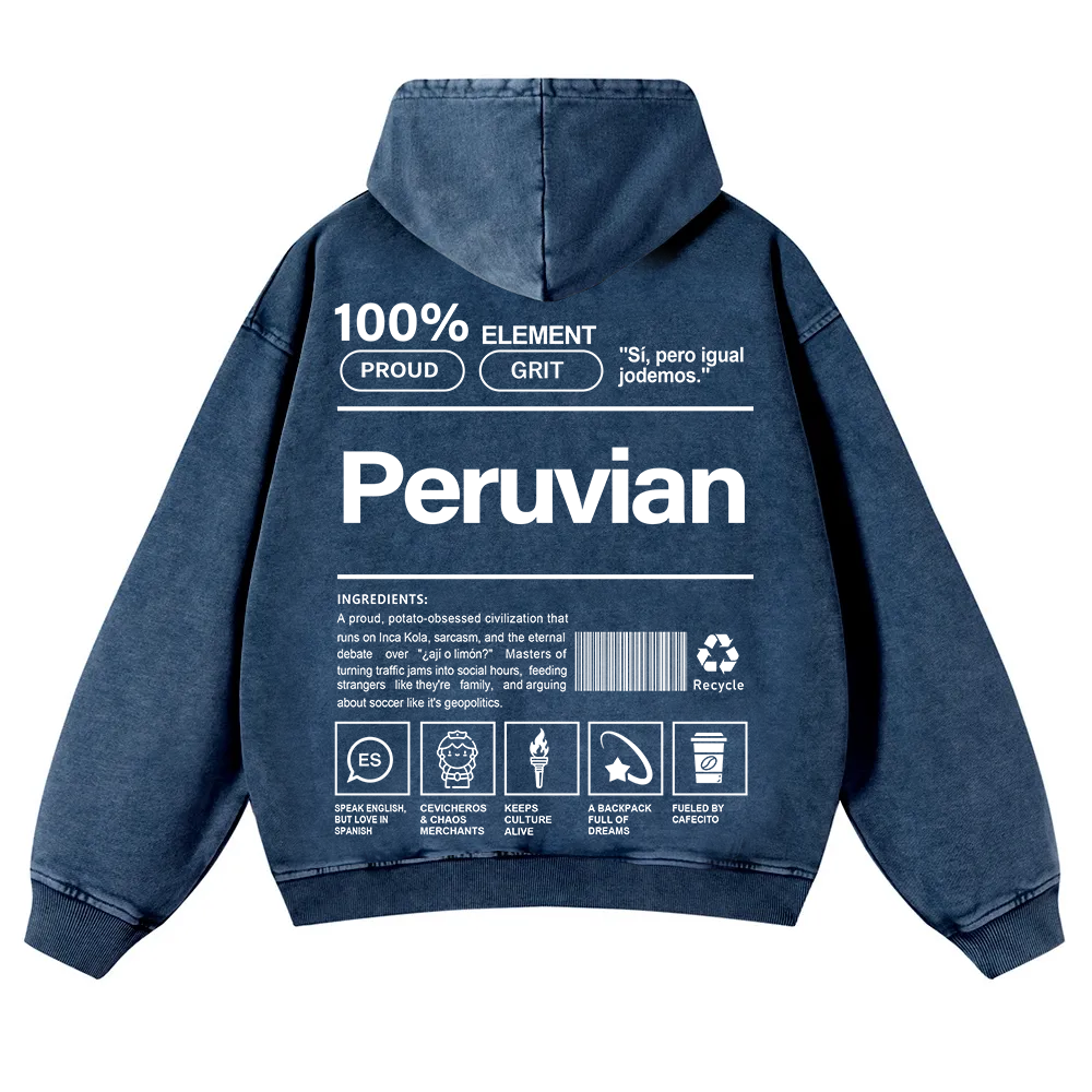 Peruvian Unisex Fit  Washed Hoodie wearishow