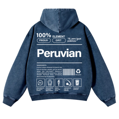Peruvian Unisex Fit  Washed Hoodie wearishow