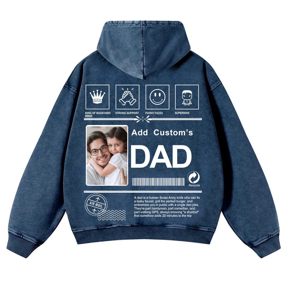 DAD Custom Casual Washed Hoodie wearishow
