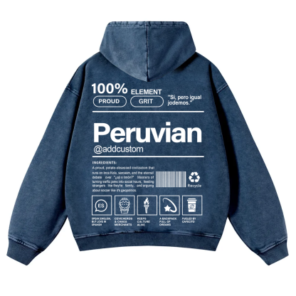 Peruvian Addcustom Unisex Fit  Washed Hoodie wearishow