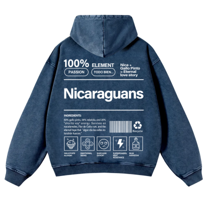Nicaraguans Unisex Fit  Washed Hoodie wearishow