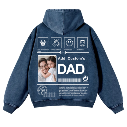 DAD Custom Casual Washed Hoodie wearishow