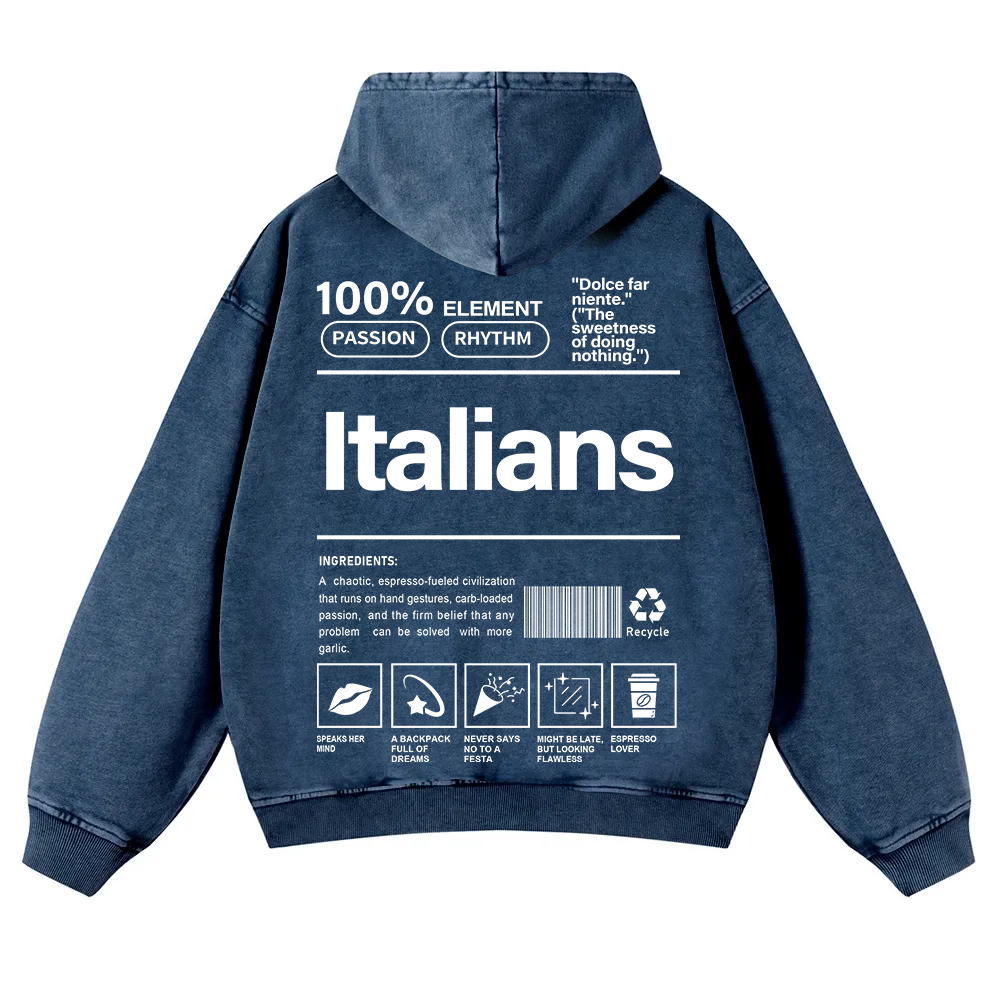 Italians Unisex Fit  Washed Hoodie wearishow