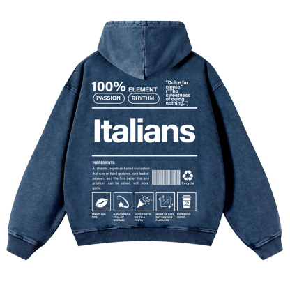 Italians Unisex Fit  Washed Hoodie wearishow