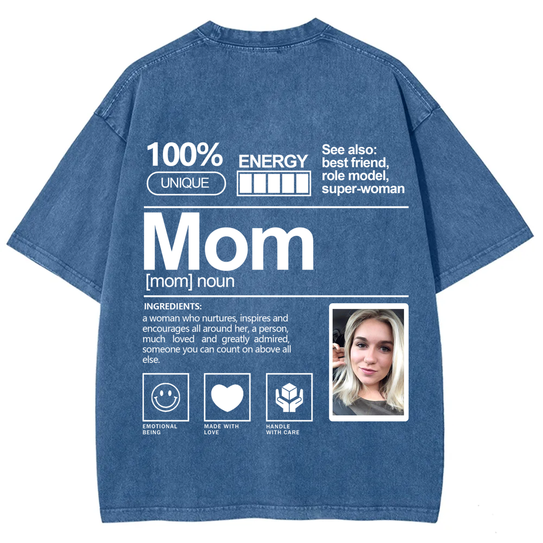 Addcustom Photo Mom Washed T-Shirt