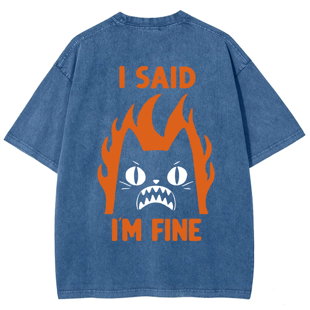 Unisex Vintage I am Fine Cat t-Shirt