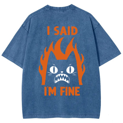 Unisex Vintage I am Fine Cat t-Shirt
