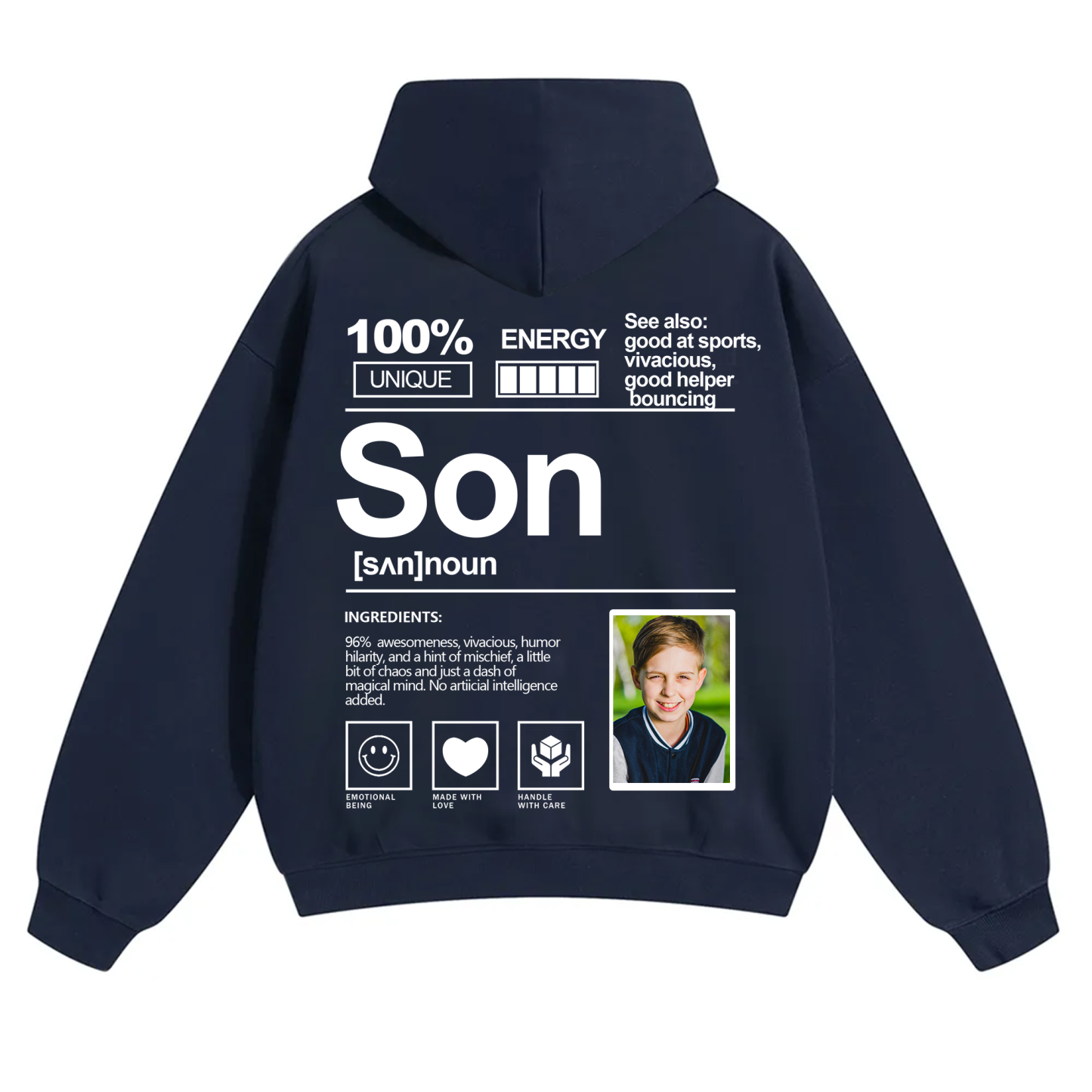 Addcustom Photo Son Solid Color Hoodie
