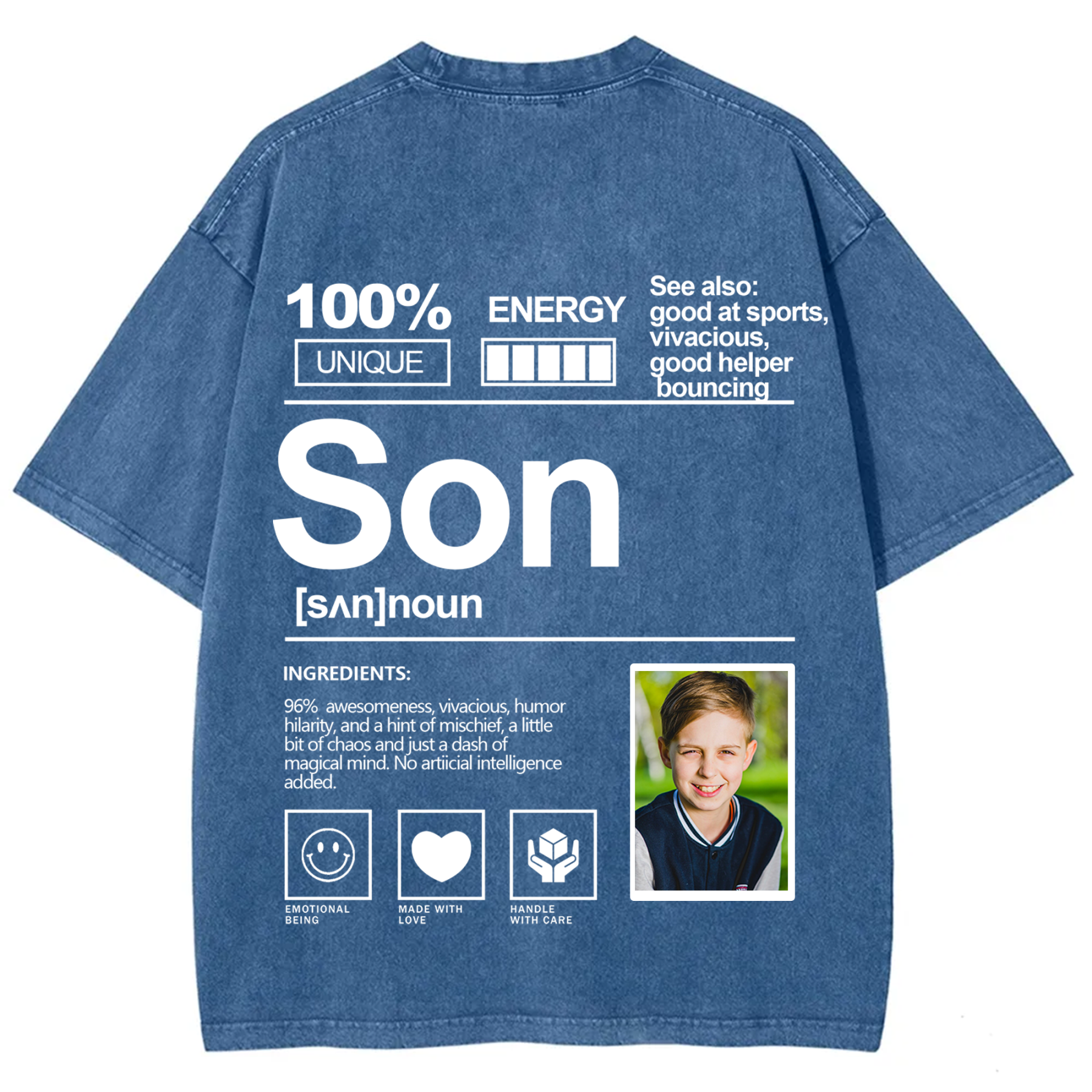 Addcustom Photo Son Washed T-Shirt