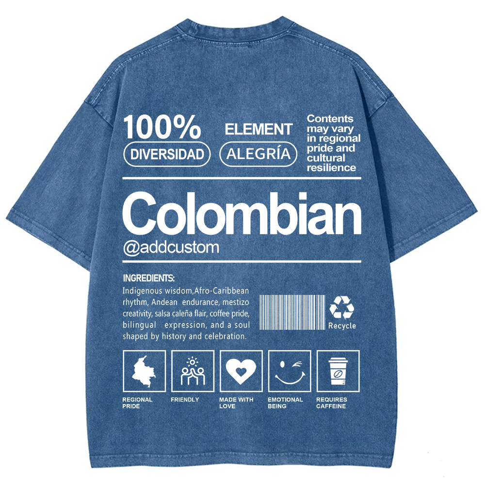 Colombian Addcustom Unisex Fit  Washed T-Shirt