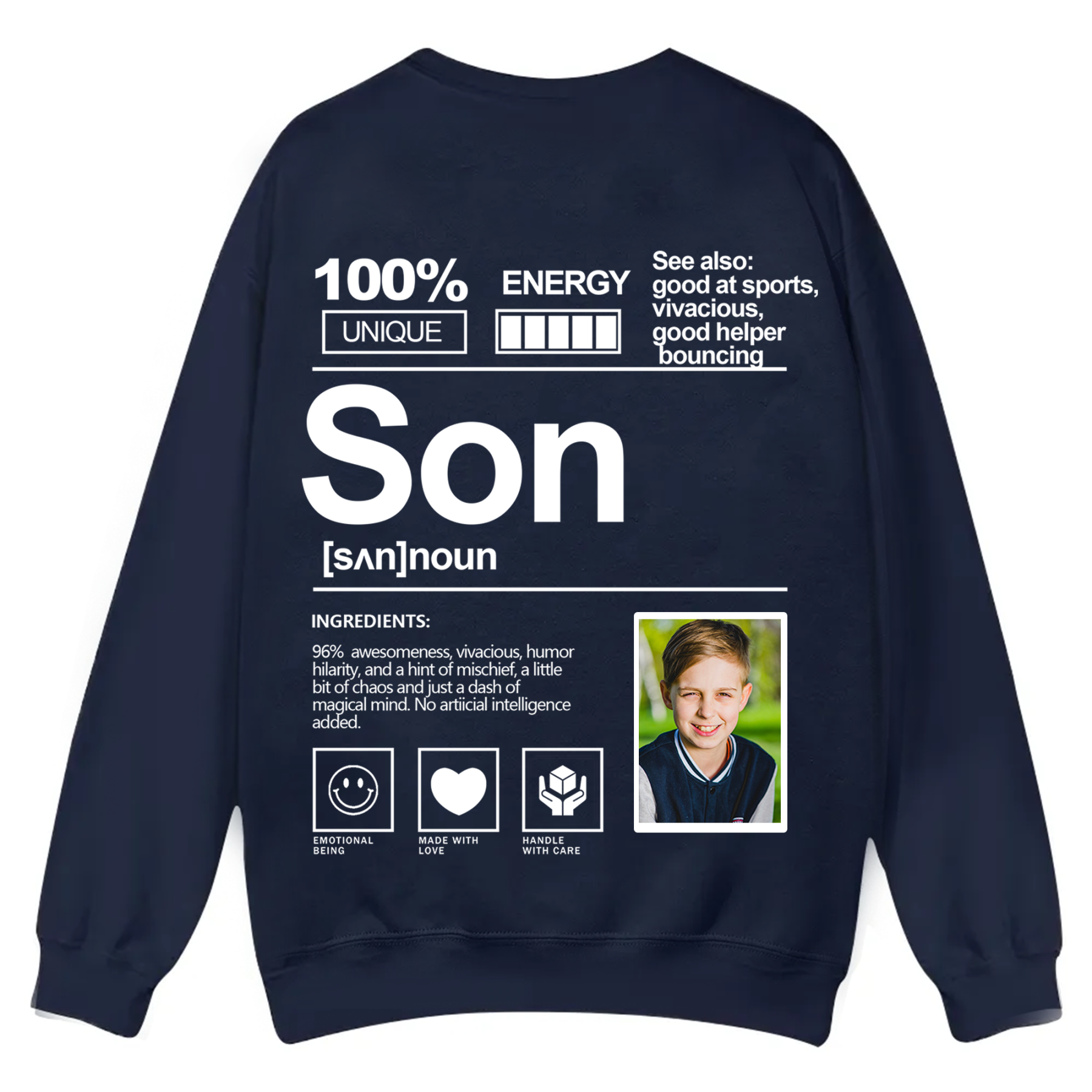 Addcustom  Photo family Casual Crewneck Sweatshirt