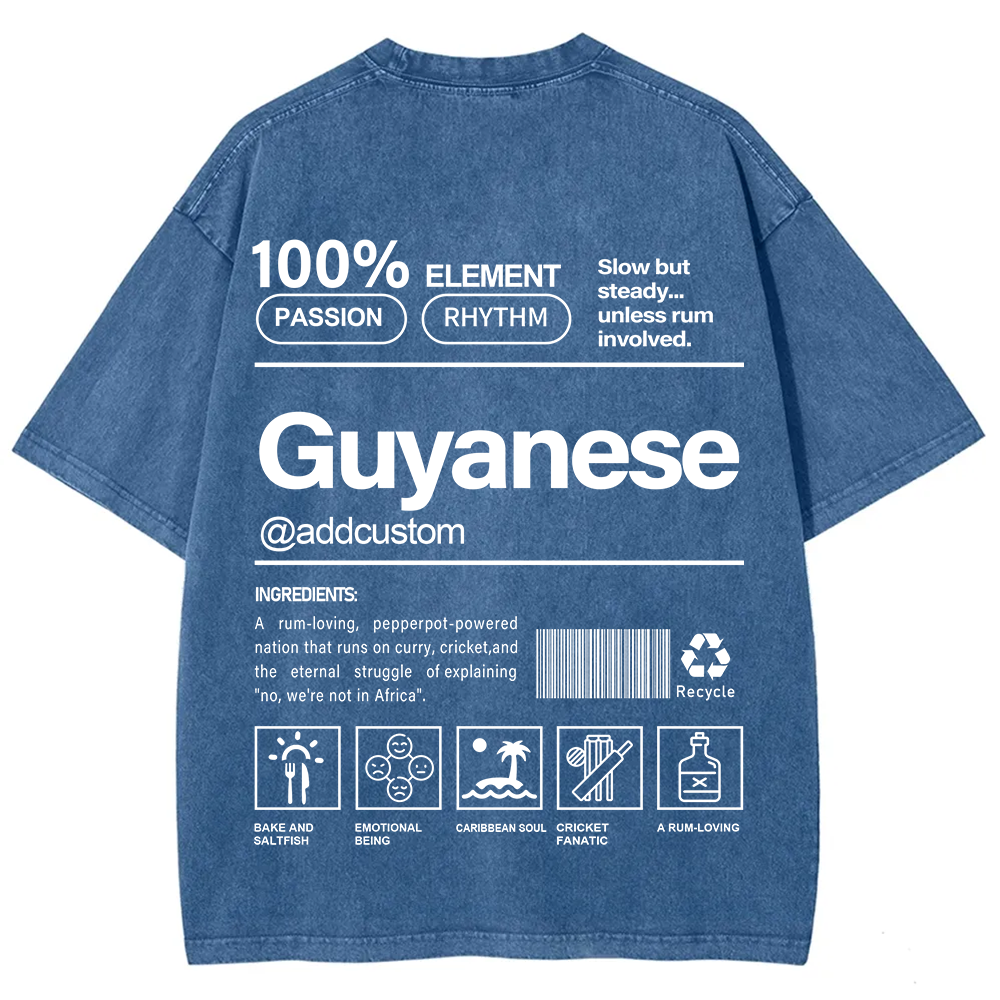 Guyanese Addcustom Unisex Fit  Washed T-Shirt