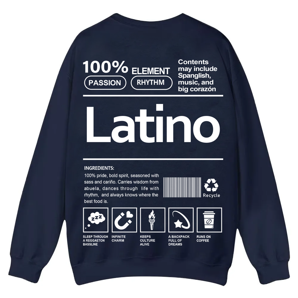 Latino Unisex Fit  Casual Crewneck Sweatshirt wearishow