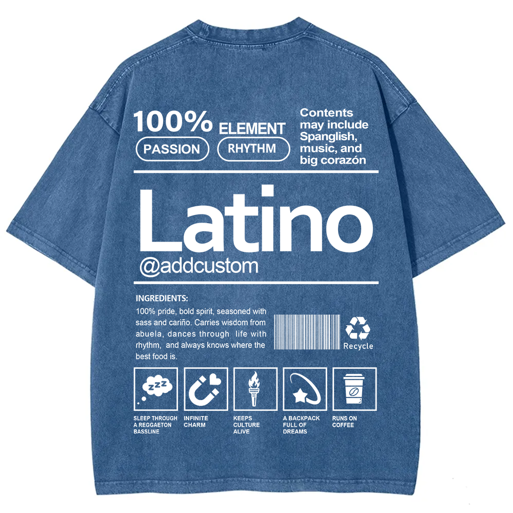 Latino Addcustom Unisex Fit  Washed T-Shirt