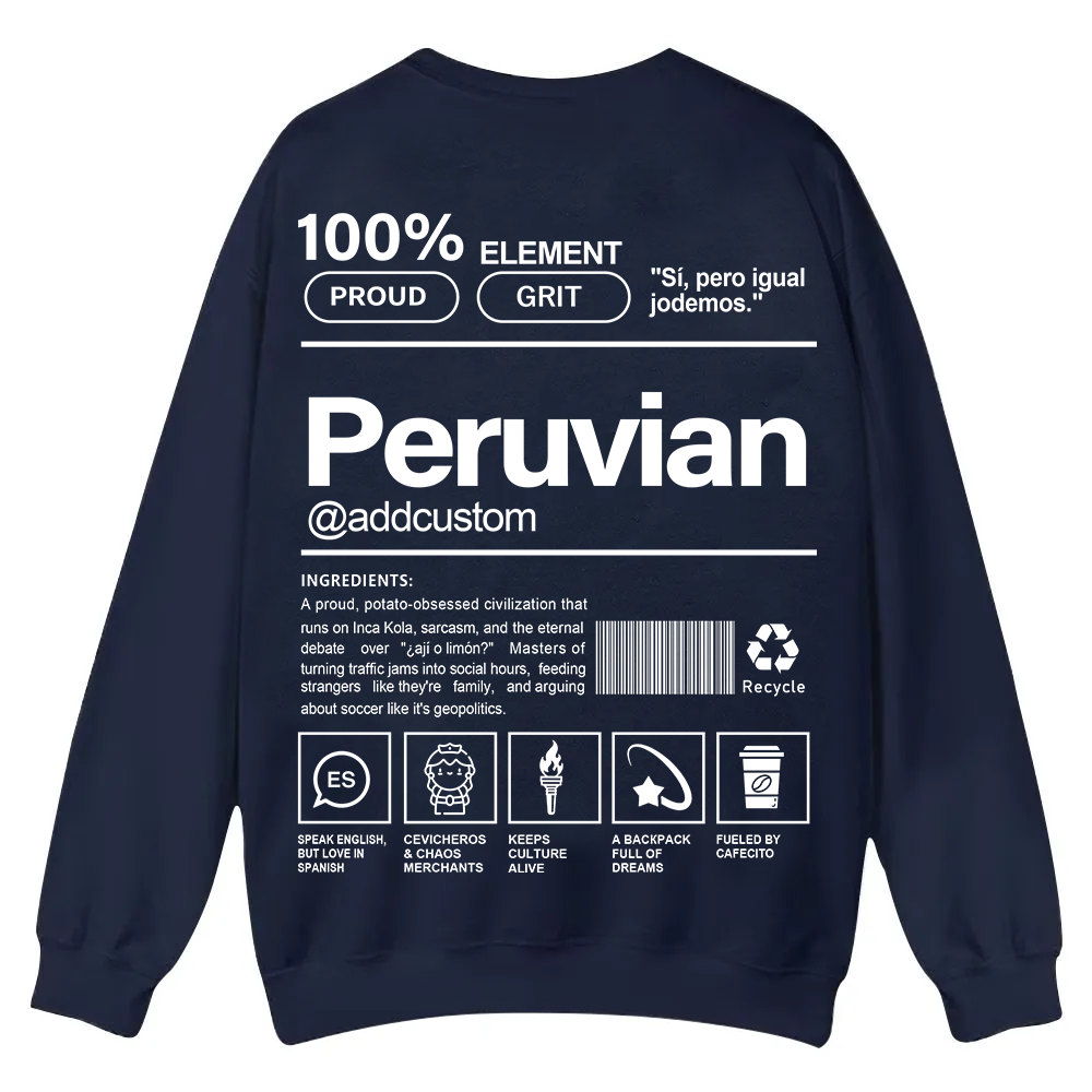 Peruvian Addcustom Unisex Fit  Casual Crewneck Sweatshirt wearishow